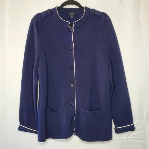 Talbots Military Inspired Knit Jacket Size 1X Cotton Blend Long Sleeve Sweater - Picture 2 of 12